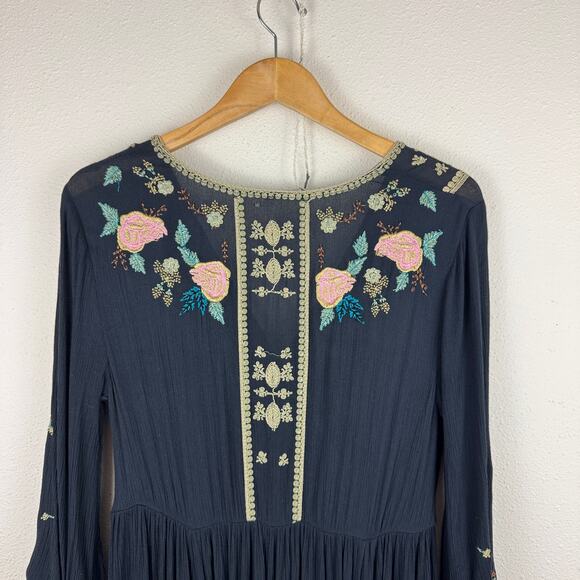 Free People Black Floral Midi Dress - Picture 5 of 9